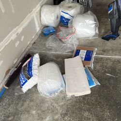A bunch of bubble wrap and new foam peanuts.