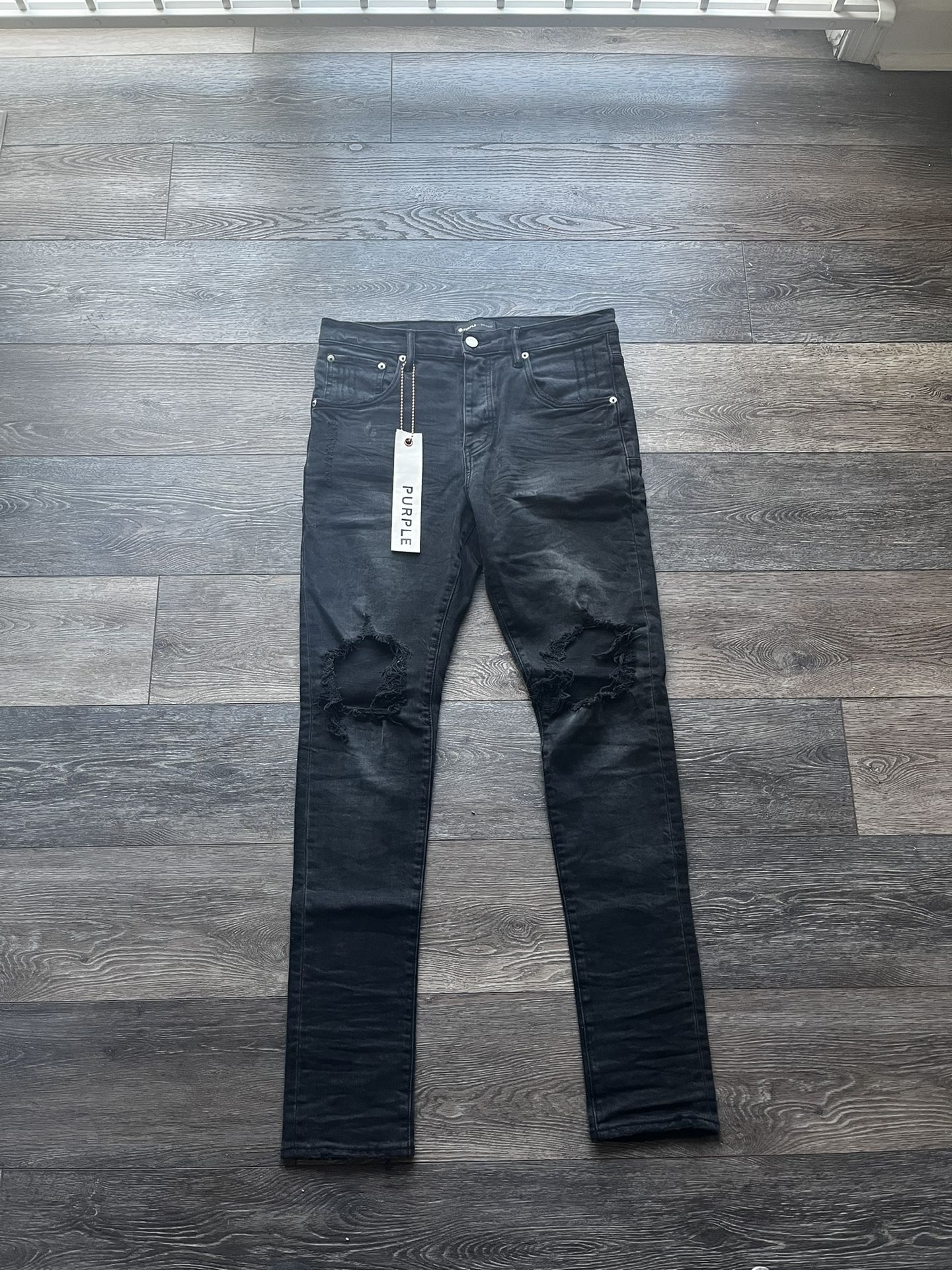 Black purple jeans