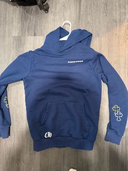 Chrome Hearts Blue Hoodie with Cross Graphics
