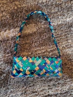 Purse. Hand Bag. Pan Bimbo. Recycled Foil Wrappers. Clutch. 