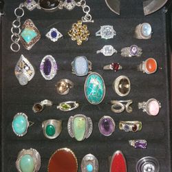 Sterling Silver Vintage Jewelry With Gems And Stomes. Prices Vary.