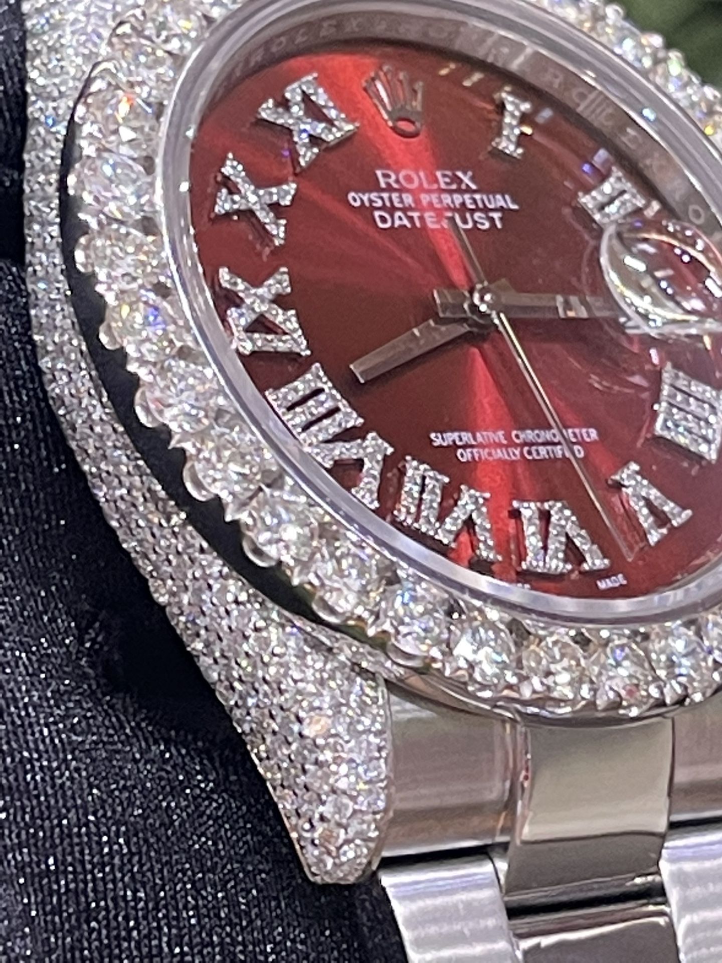 New Rolex Datejust 41 RED DIAMOND Roman Dial w/ VVS DIAMOND BEZEL