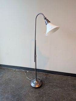 Industrial-Inspired Arc Floor Lamp with Frosted Glass Shade in
