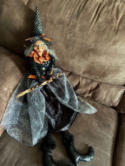 Halloween Witch Doll with Broom