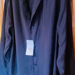 Zara Black Button Down Shirt - Size L