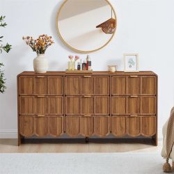 9-Drawer Wood Dresser with Gold Handles