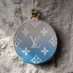 Blue LV Coin Pouch Keychain Wallet