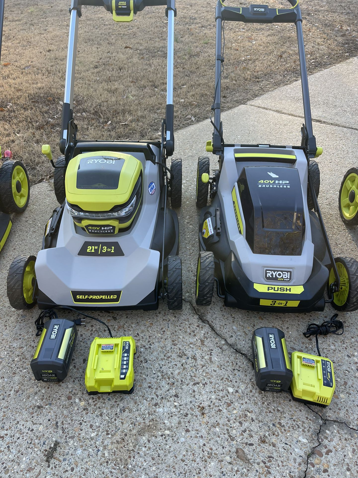 Ryobi Lawn Mower Self Propelled And Push Mowers With Battery And Charger 