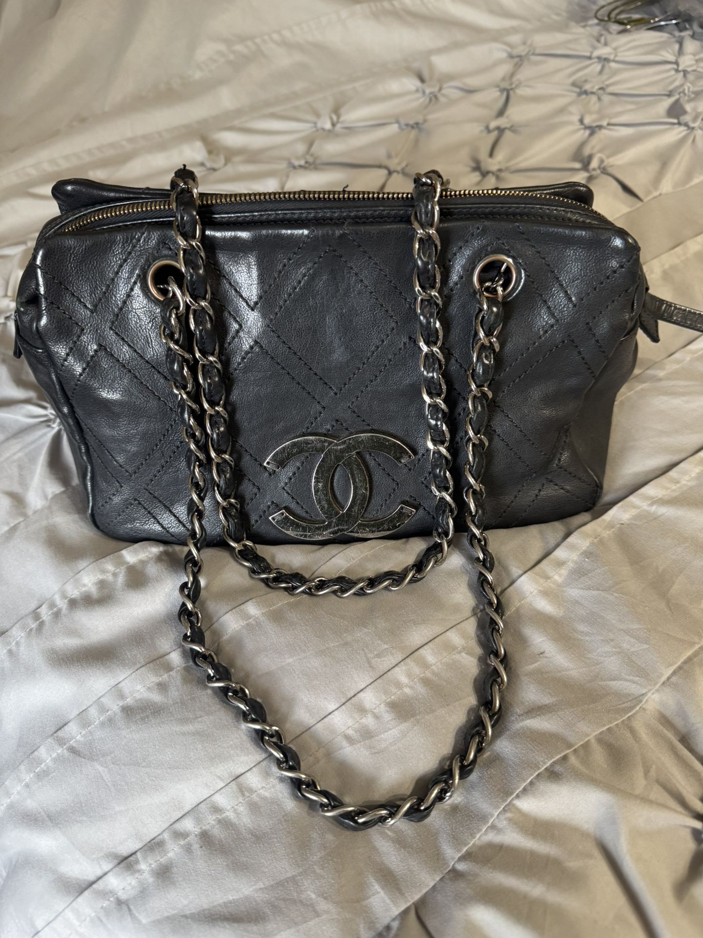 Authentic Chanel Black Diamond Stitch Tote