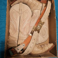 Holster Cream Colored Alligator Boots
