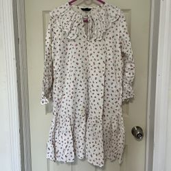 White floral midi dress with full sleeves 
