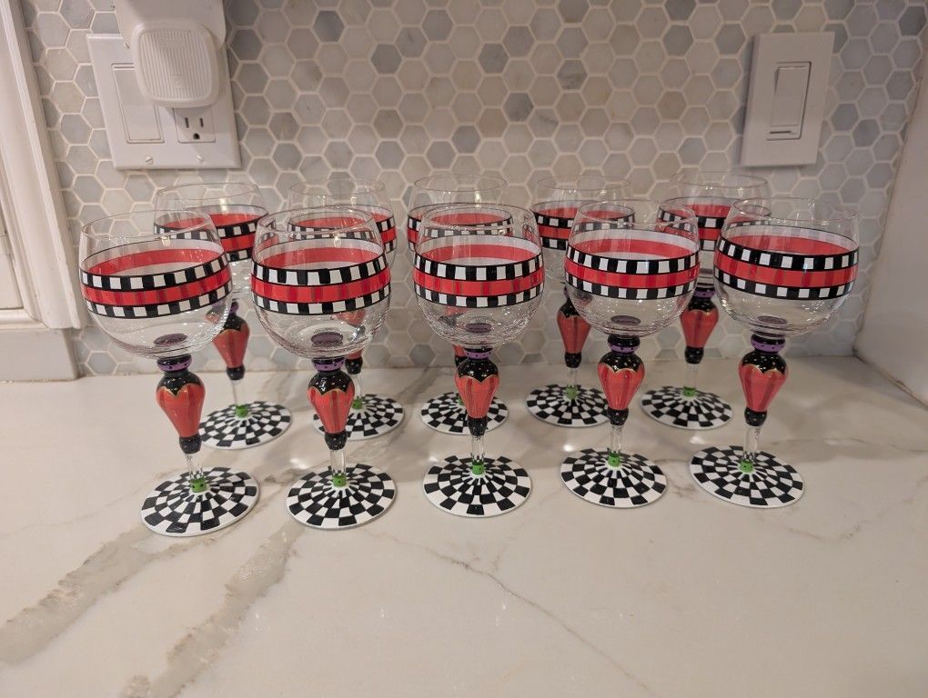 Mackenzie Childs Wine Glasses Set Of 8