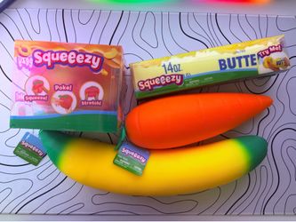 Sunny Days Squishies Bundle (Peach, Banana, Carrot and Butter)