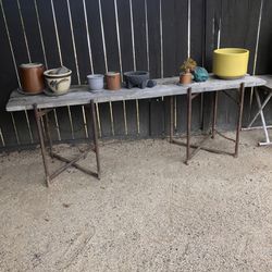 Antique Scaffolding 2 Units. Rare Find And From An Elderly Family Member . Sizes Are : Large-84” Wide X 19xWide X 28” High; Small 30”w X 21”Dx 24”H