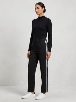 Banana Republic Avery Women's Black Straight Leg Pants White Side Stripe Size 12