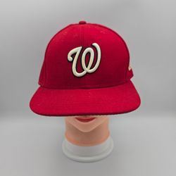 New Era 59Fifty Washington Nationals Red Fitted Hat Size 7 3/8
