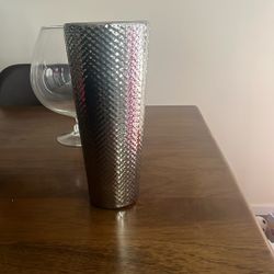 Large Silver Ceramic Vase