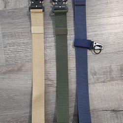 Set Of Utility Belts - Green, Navy Blue, Khaki 
