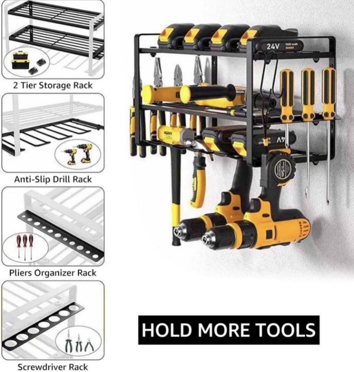 Power Tool Organizer Wall Mounted Drill Holder Heavy Duty Power Tool Storage Rack 3 Layers Metal Floating Tool Storage Rack for Garage #M2217