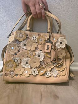 COACH 1941 Rogue 30 Tea Rose Applique 59243 Beechwood Leather Satchel