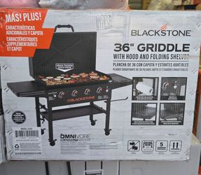 Blackstone Original Outdoor Griddle, 36 Inch 4-Burner Flat Top Grill with Hood, Black