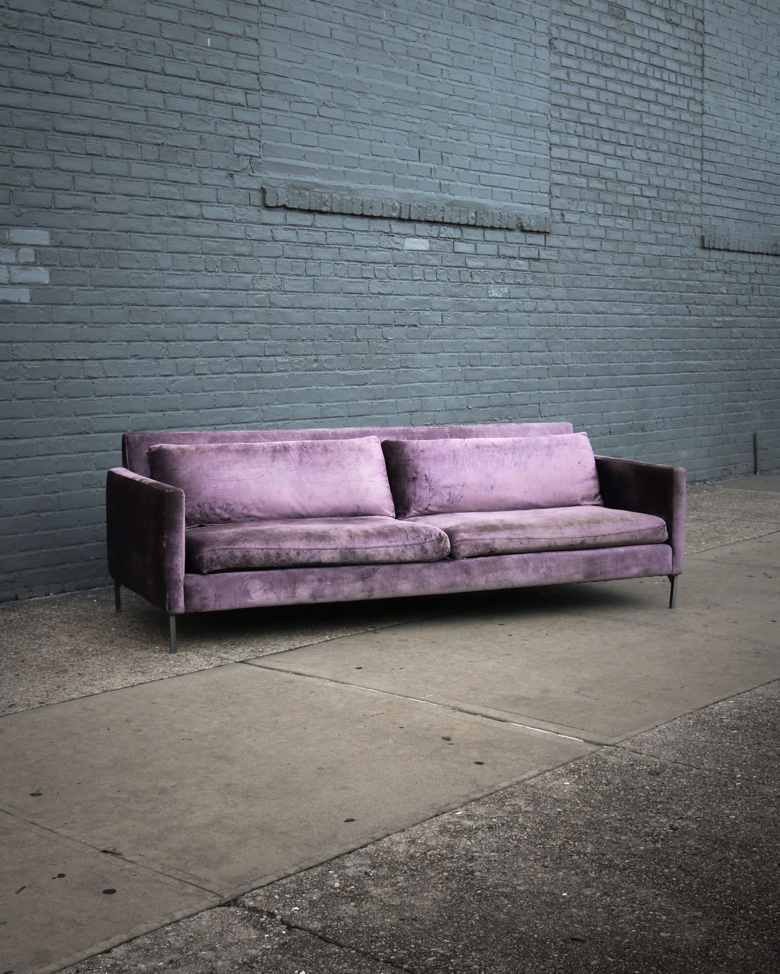 Purple Velvet ABC Carpet & Home Sofa (READ DESCRIPTION BELOW)