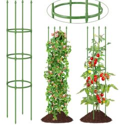 57" Tomato Caga, 2 Pack Tall Plant Support Cage with Adjustable Heights & Bud-Shaped Top, Rustproof Metal Trellis for Potted Plant, Tomato