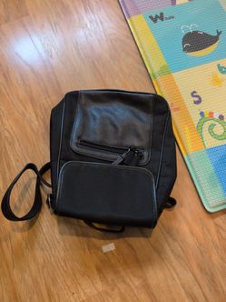 Black Nylon and Leather Backpack