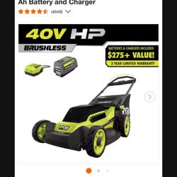 Lawnmower Ryobi 40V New In Box Battery And Charger Included