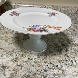 Vintage Crown 1877 GDR Flower Footed Cake Stand