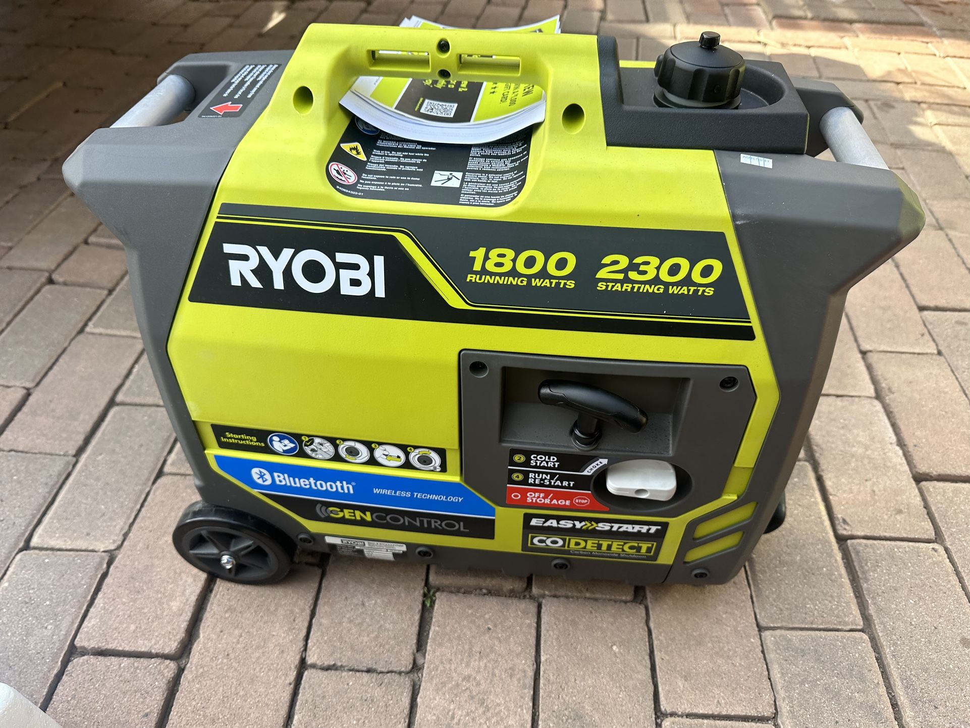 RYOBI 2,300-Watt Recoil Start Bluetooth Super Quiet Gasoline Powered Digital Inverter Generator with CO Shutdown Sensor