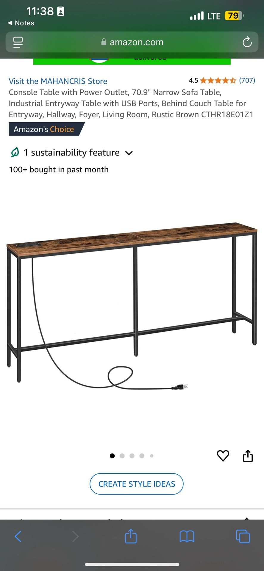 Console Table with Power Outlet, 70.9" Narrow Sofa Table, Industrial Entryway Table with USB Ports, Behind Couch Table for Entryway, Hallway, Foyer, L