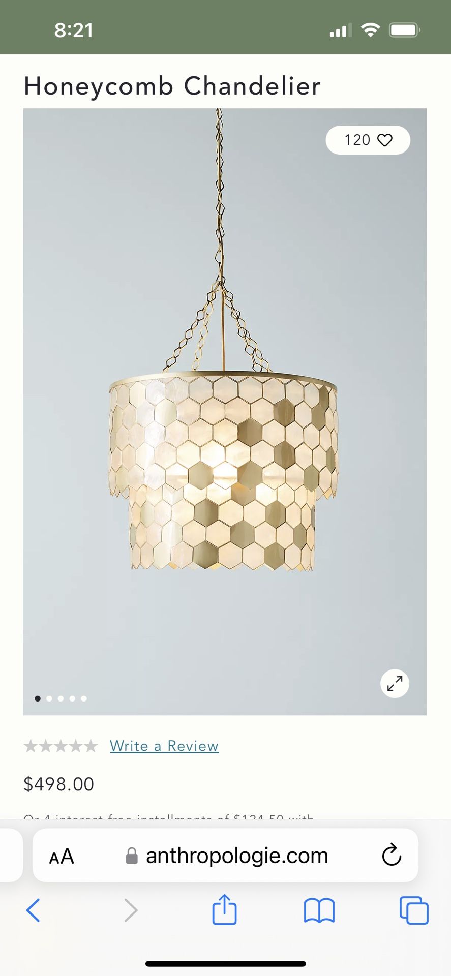 Anthropologie Honeycomb Chandelier