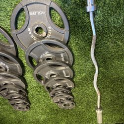 Olympic Weights And Curl Bar