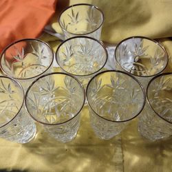 Eight Count Crystal Etched Drinking Glasses Will Not Separate New