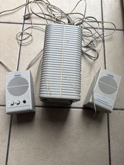 Altec Lansing ACS53 Computer Speakers + Subwoofer Vintage Missing Bass Knob