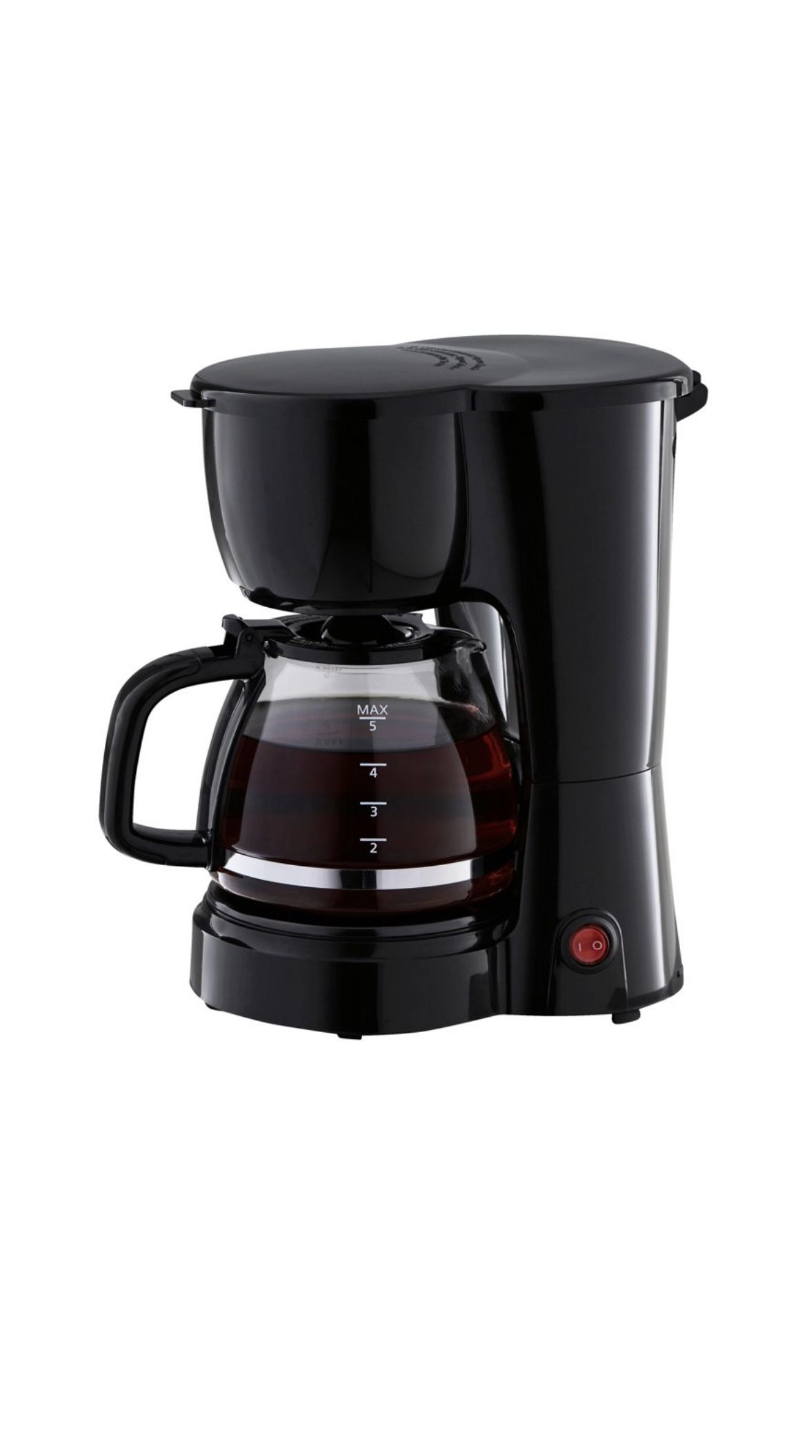 Mainstays 5 Cup Black Coffee Maker with Removable Filter Basket - Cafetera con canasta filtrante extraíble