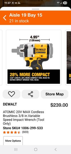 ATOMIC 20V MAX Cordless Brushless 3/8 in.Variable Speed Impact Wrench (Tool Only)