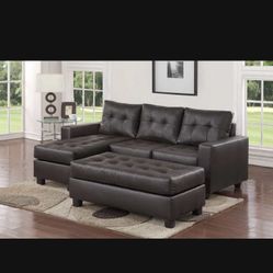 BRAND NEW LEATHER SOFA CHAISE WITH OTTOMAN FOR $499!!