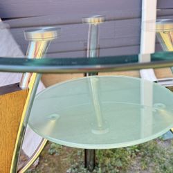 Glass And Wood End Tables