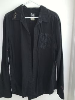 MENS BLACK  LOST ENTERPRISE LONG SLEEVE SHIRT 
