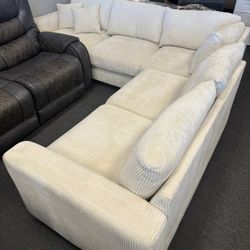 New Creme Sectional Sofa — Easy Financing Available ✨