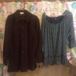 Stylish Black Top & Brown  Jacket Like Top ( $12 For Both)