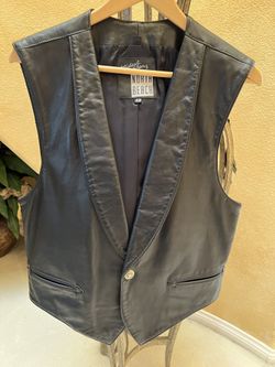 Michael Hoban Biker North Beach Men’s Leather Blk Vest Vintage .