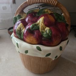 Cooks Club Apple Basket Ceramic Cookie Jar