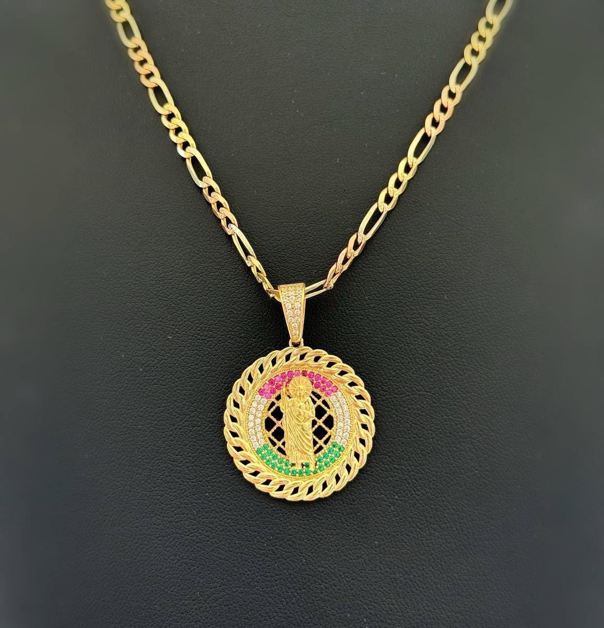 Jewelry 14k solid yellow gold pendant Jesus rope bezel CZ 0.85 CTW charm 5.1 grams PENDANT ONLY