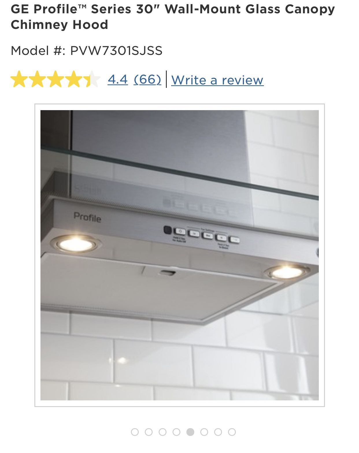 GE PROFILE SERIES 30 WALL MOUNT GLASS HOOD