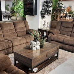 Tulen Chocolate Reclining Living Room Set (Couch Sofa Loveseat Options 