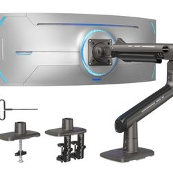HUANUO Heavy Duty Monitor Arm for Ultrawide Screens up to 49", Holds 40 lbs,Aluminum Ultrawide Screen Desk Mount,Fully Adjustable Single Monitor Mount