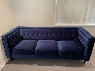 Navy Blue Tufted Sofa 